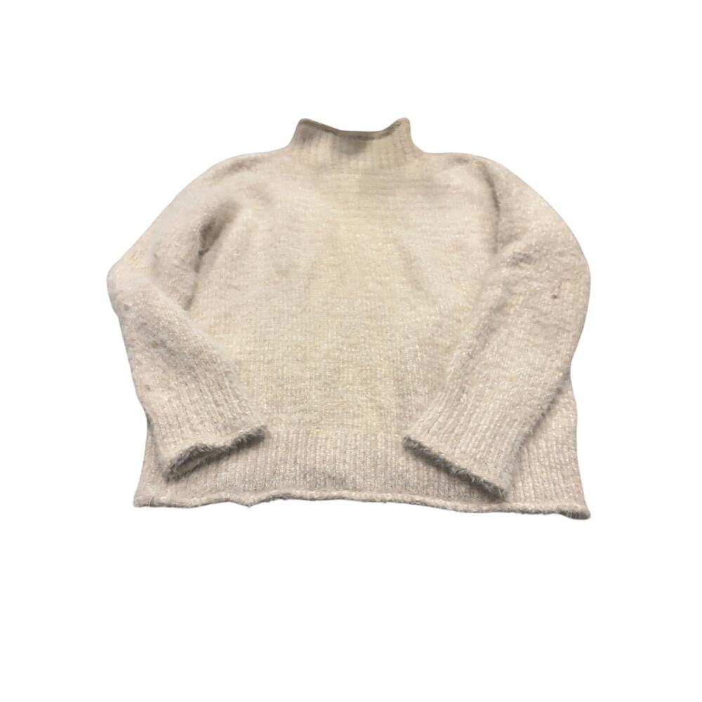Rachel Zoe Cream Mock Neck Fuzzy Knit Sweater Size XS